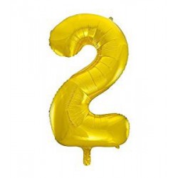 Фольгированный шарик, цифра "2",золотой (85 см)